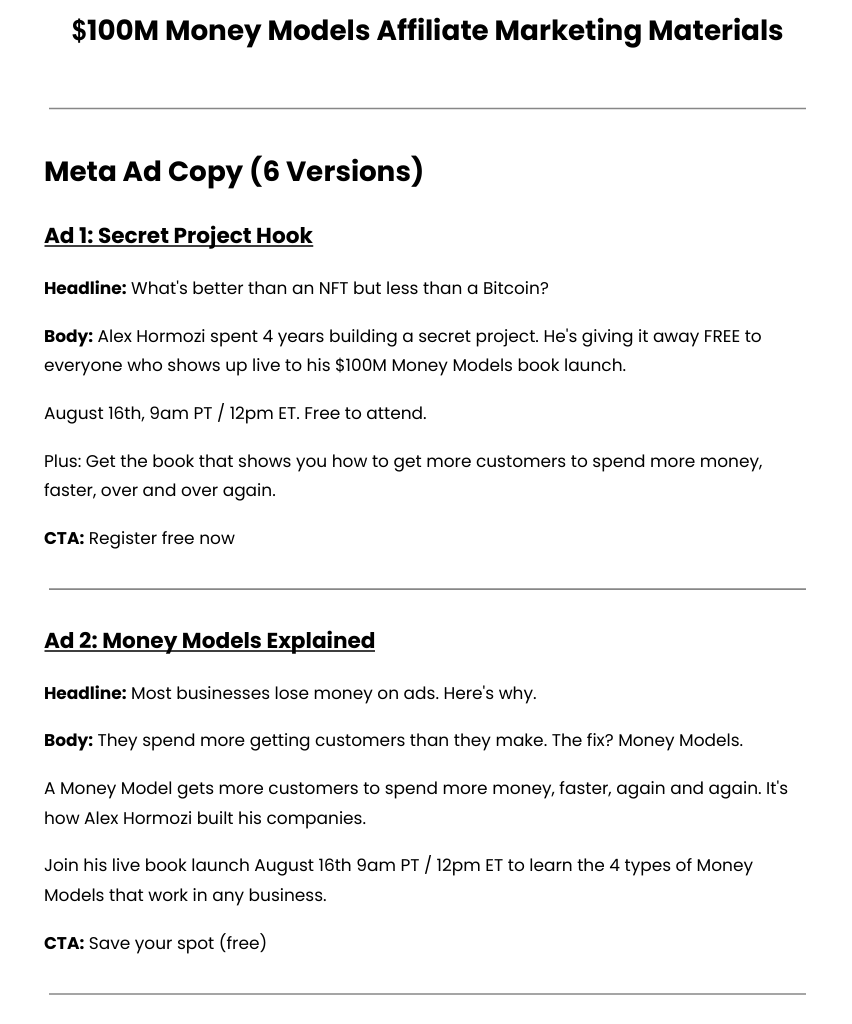 $100M® Money Models FREE Digital Bundle + 12 Playbooks ($6000)